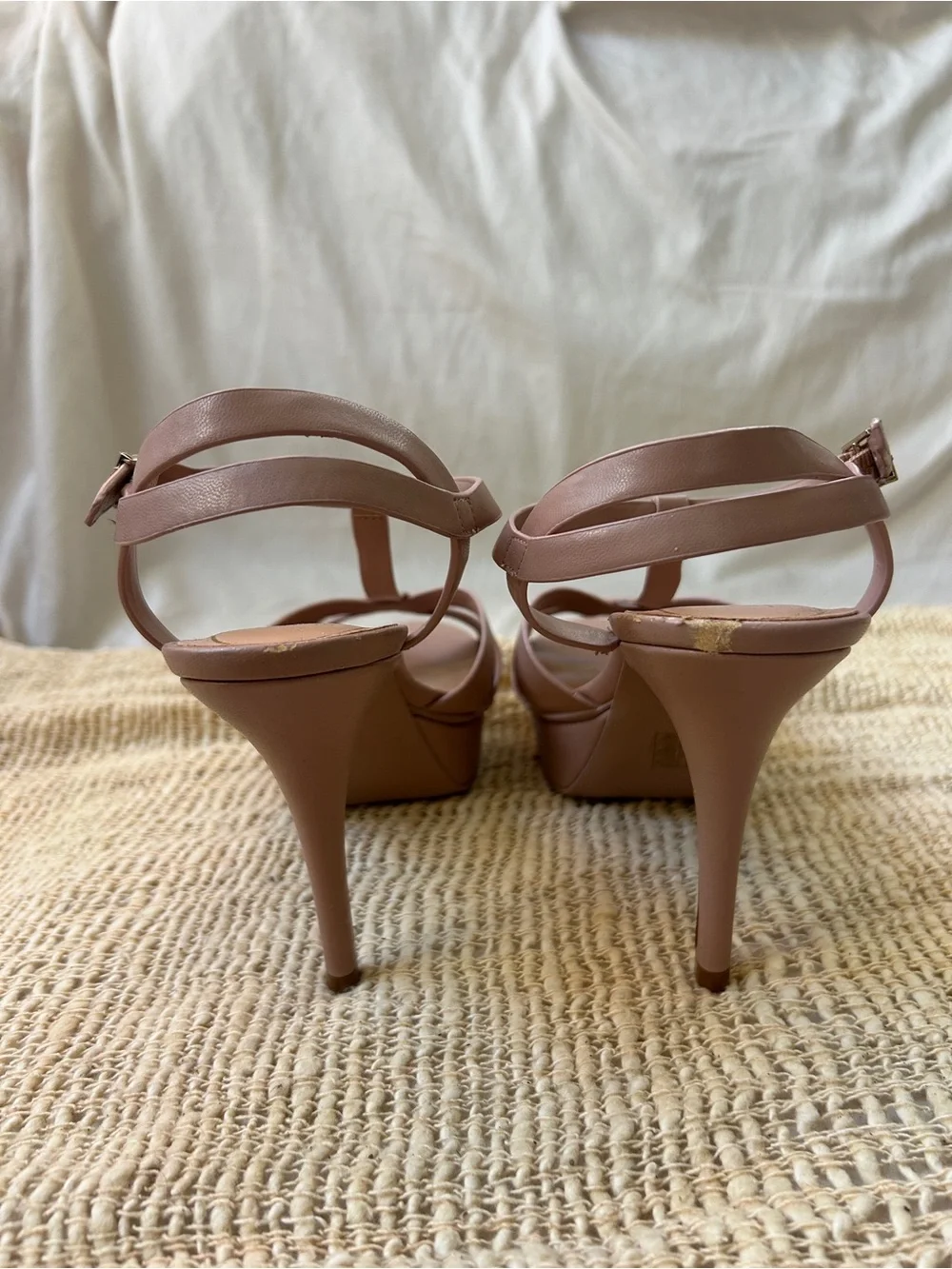 LYN Sabella Pink Nude Strappy Platform Heels